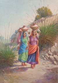 Aurangzib Hanjra, 19 x 27 Inch, Oil on Canvas, Figurative Painting, AC-AZH-033